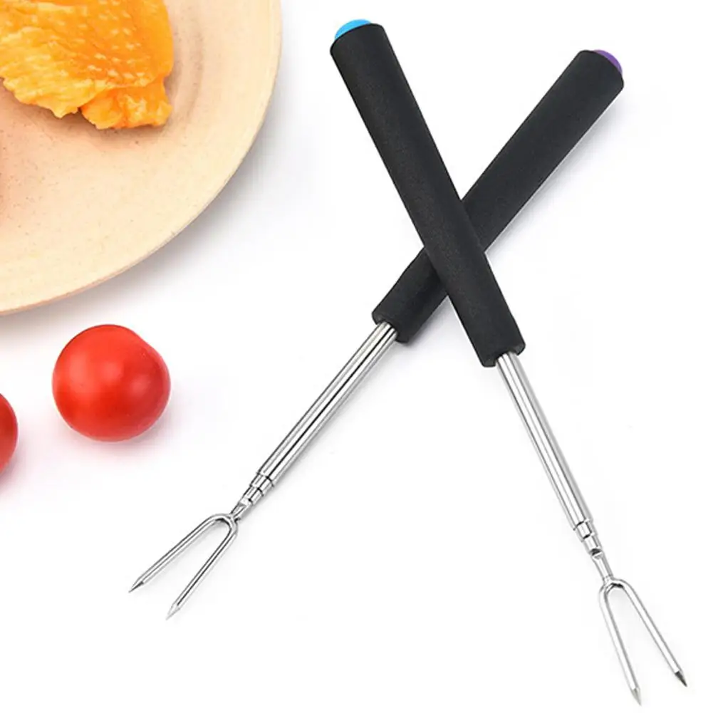 1/6Pcs Bbq Telescopic Barbecue Fork Roasting Skewers BBQ Grill Forks Cooking Meat Set Barbecue Kitchen Novel Kitchen Accessories