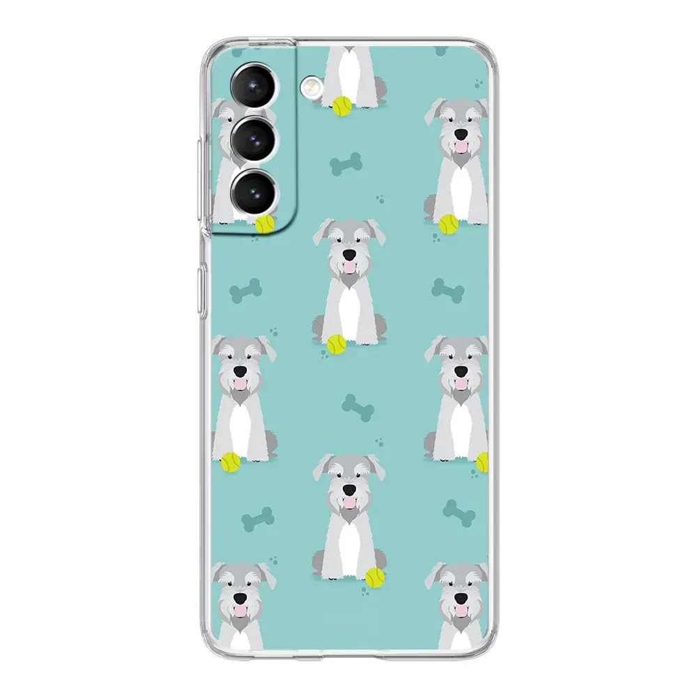 Clear Soft Cover Phone Case with Cartoon Schnauzer Dog Design