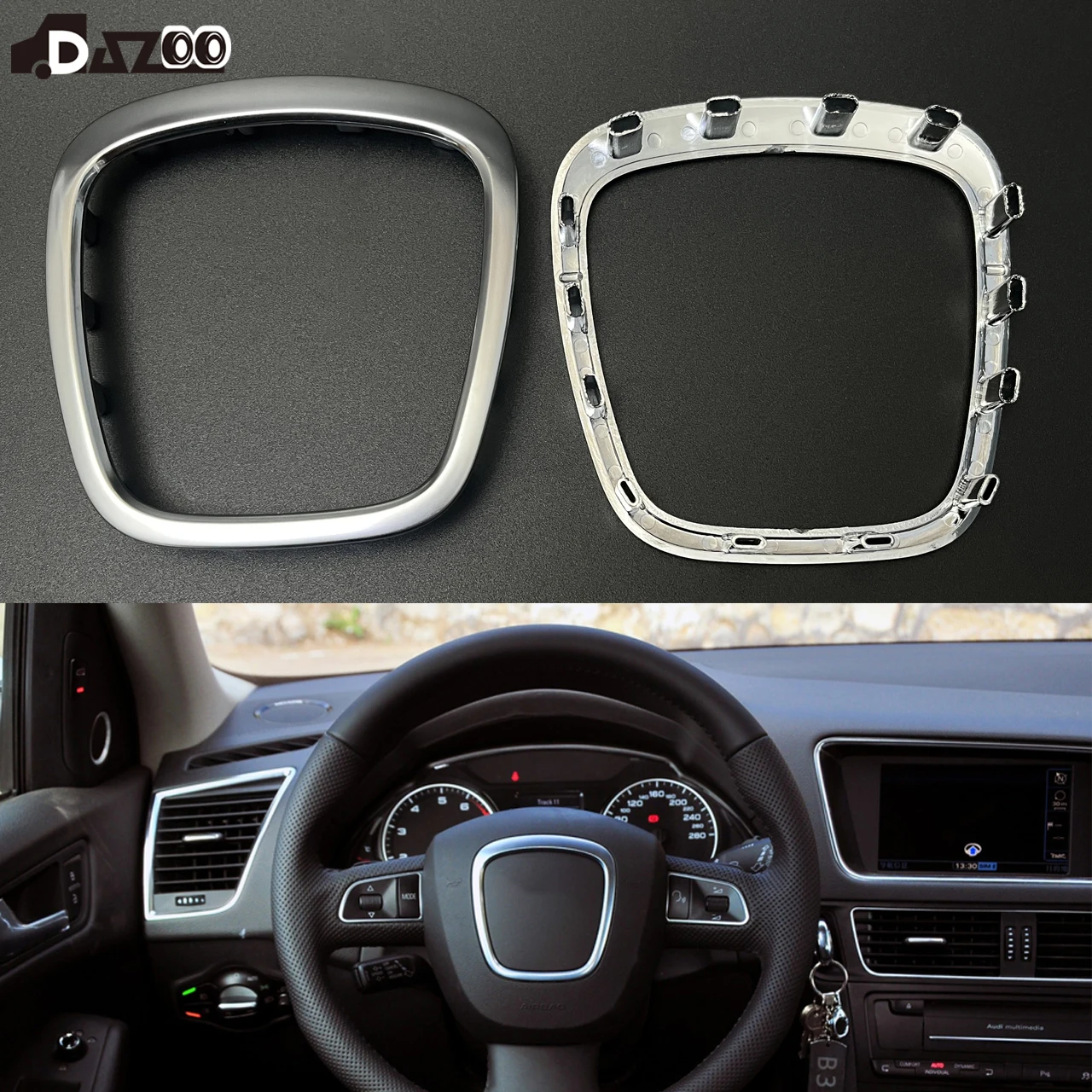Steering Wheel Cover Chrome Car Trim Cover Replacement For Audi A3 8P S3 A4 B6 B7 B8 A5 A6 C6 Q5 2008-2013