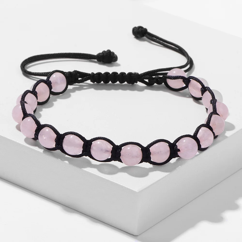 XFSRG Perlen Armband Damen 6MM - Naturstein Edelstahl Verstellbar Boho Schmuck