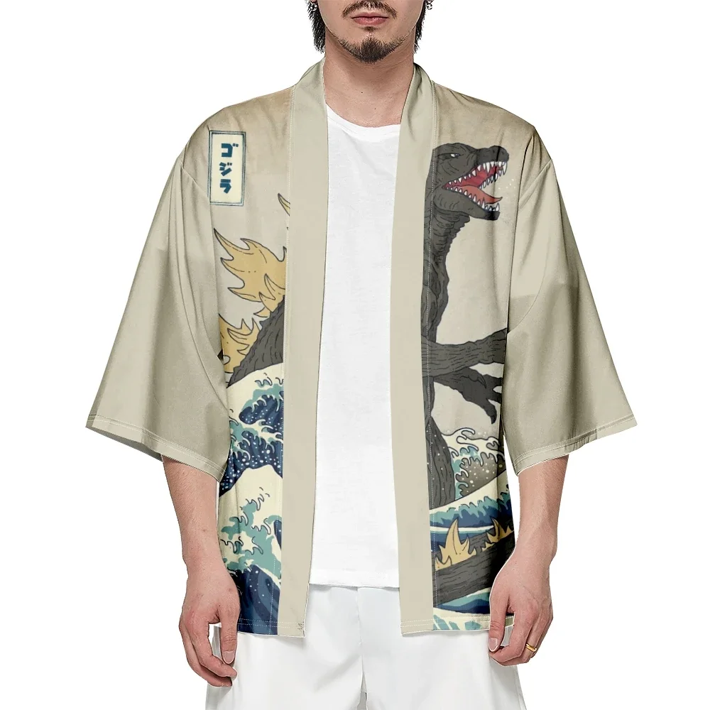new Japanese Style Cartoon Monster pattern Kimono outdoor Casual Harajuku Style unisex Cardigan Traditional Men's Cosplay Haori