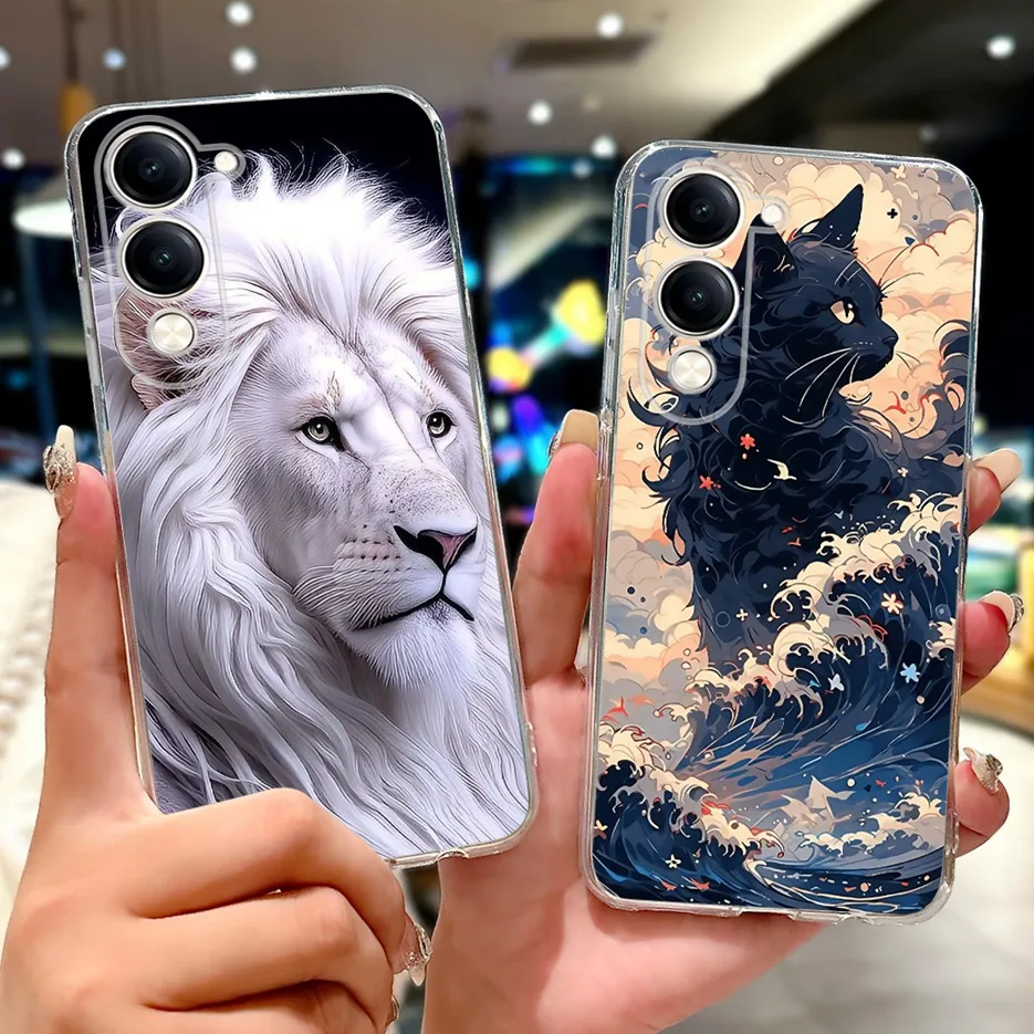 Cute Cat White Lion King Painted Soft Slim Phone Case