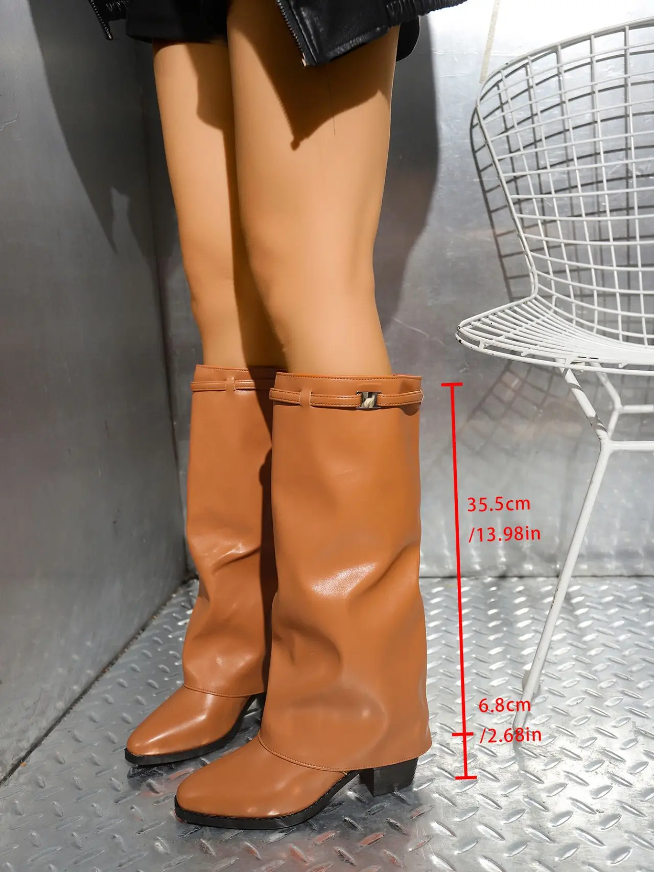 Large Size Women's Boots 2025 New Pointed Toe Long Tube Booties Metal Buckle Chunky Heel Pants Boot Women's Fashion Winter Boots