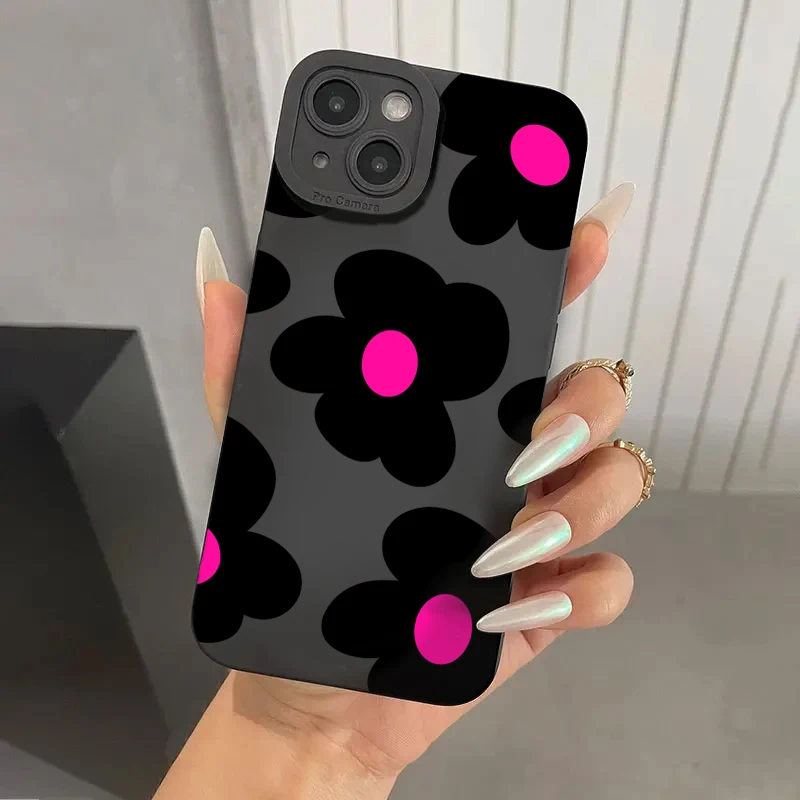Elegant Black Flower-Printed Phone Case Cover