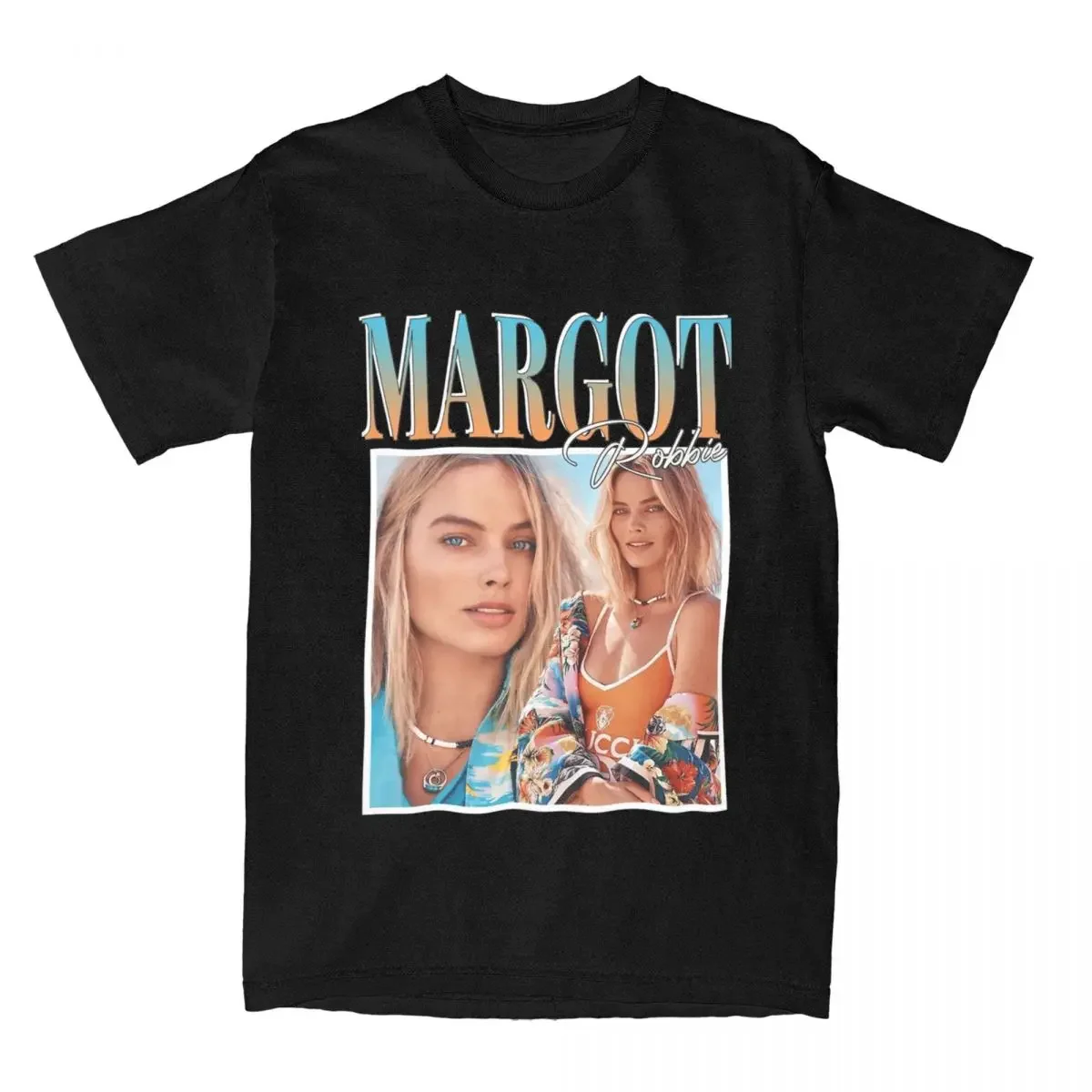 

Мужские футболки с коротким рукавом Margot Robbie, классическая одежда из чистого хлопка с круглым вырезом