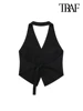TRAF Women Fashion Backless Halter Neck Waistcoat Sexy Sleeveless Button-up Female Outerwear Chic Vest Tops 3
