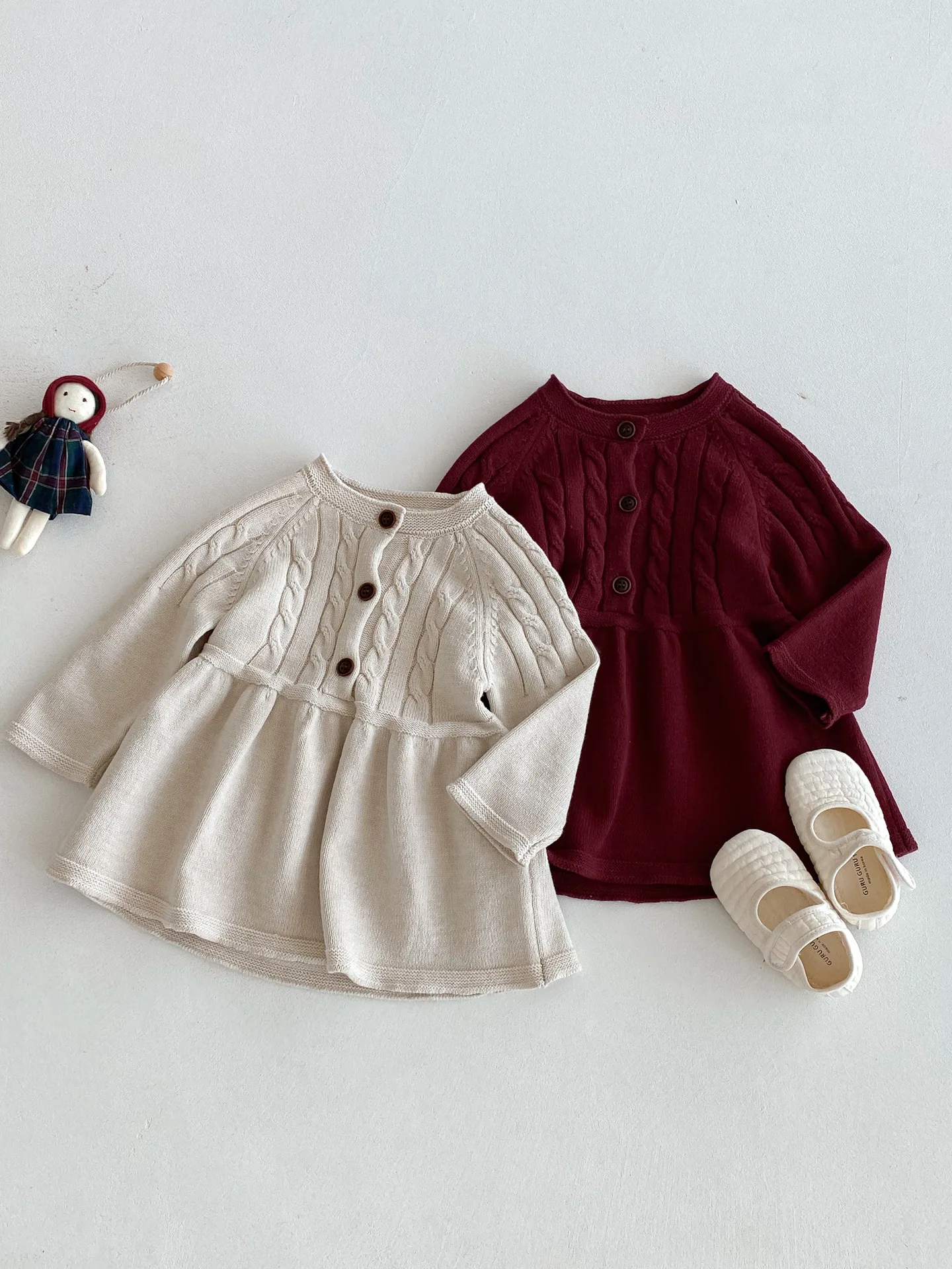 Girls Knit Sweater Dress Long Sleeve Daily Style