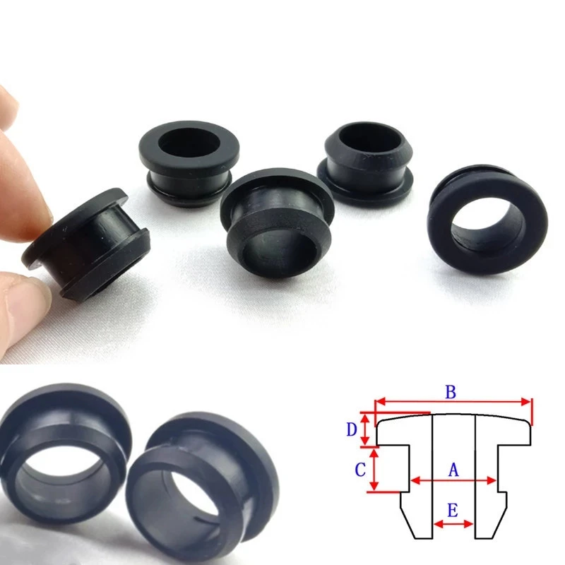 Hollow Rubber Hole Caps Black Snapon Grommet Hole Plugs Wire Cable
