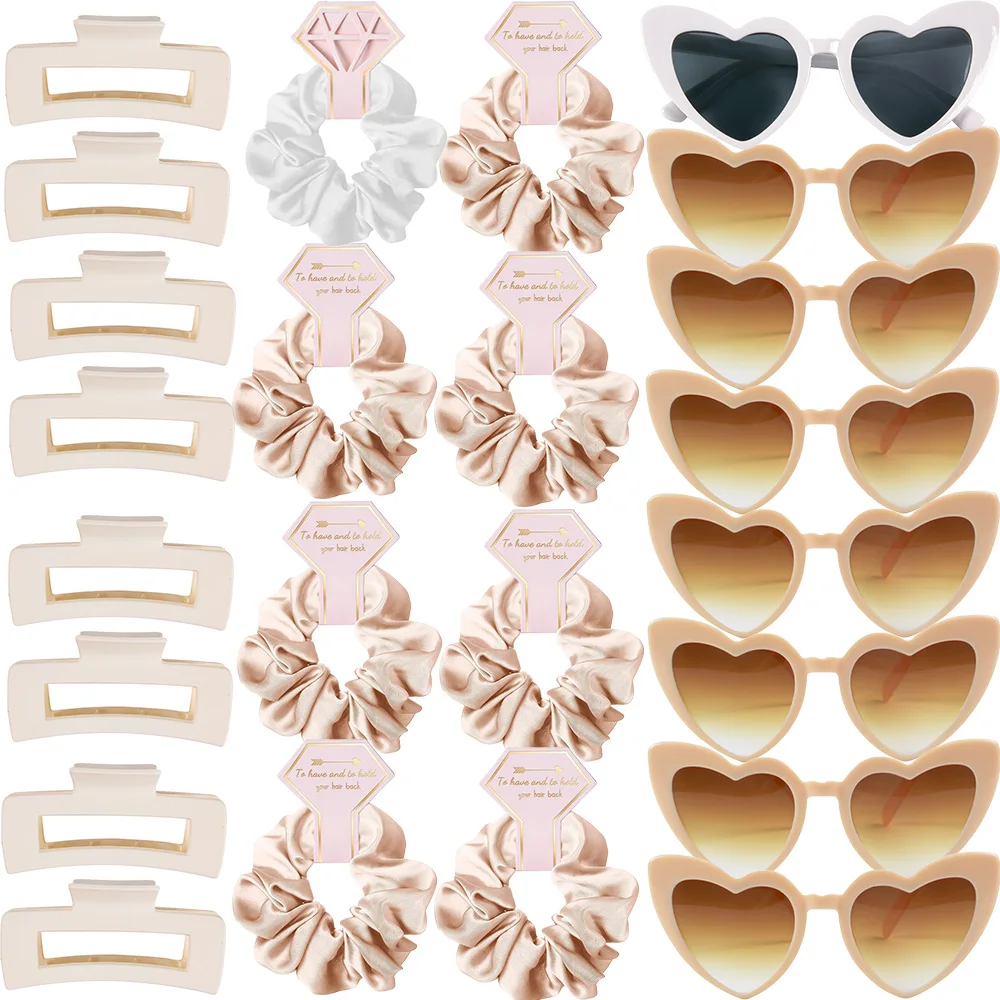 Herz Sonnenbrille Und Haaraccessoires Set Für Brautjungfern_voghion.com