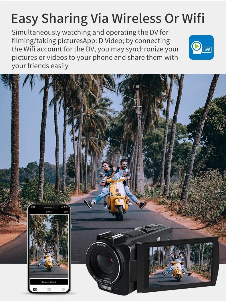 오르도 AX10 4K 캠코더 카메라 전문가용 30MP 60FPS 30배 디지털 줌 카메라 브이로그 IR 야간 투시경 WiFi 유튜브 영상 촬영