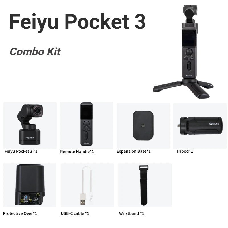 FeiyuTech Feiyu Pocket 3 Cordless Detachable 3-Axis Stabilizer Gimbal Camera 4K60fps Footage Magnetic Attach AI Tracking Follow camera gimbal