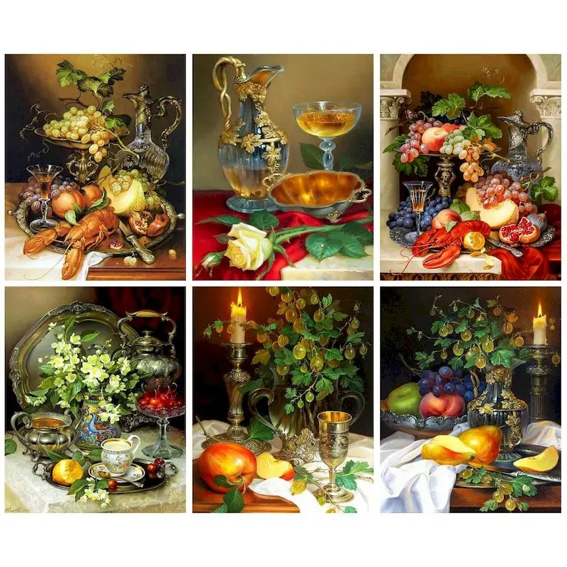 

GATYZTORY Paint By Number Fruit Drawing On Canvas HandPainted Still Lifes Painting Gift Diy Pictures By Number Kits Home Decor