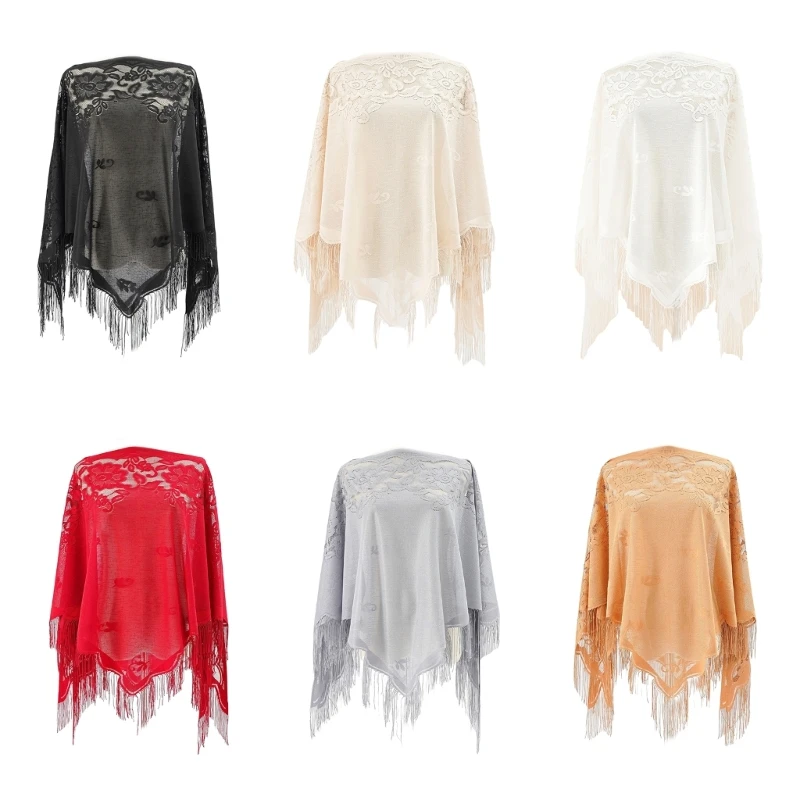 

Woman Lightweight Floral Pattern Shawl for Mother Summer Wedding Party Sunproof