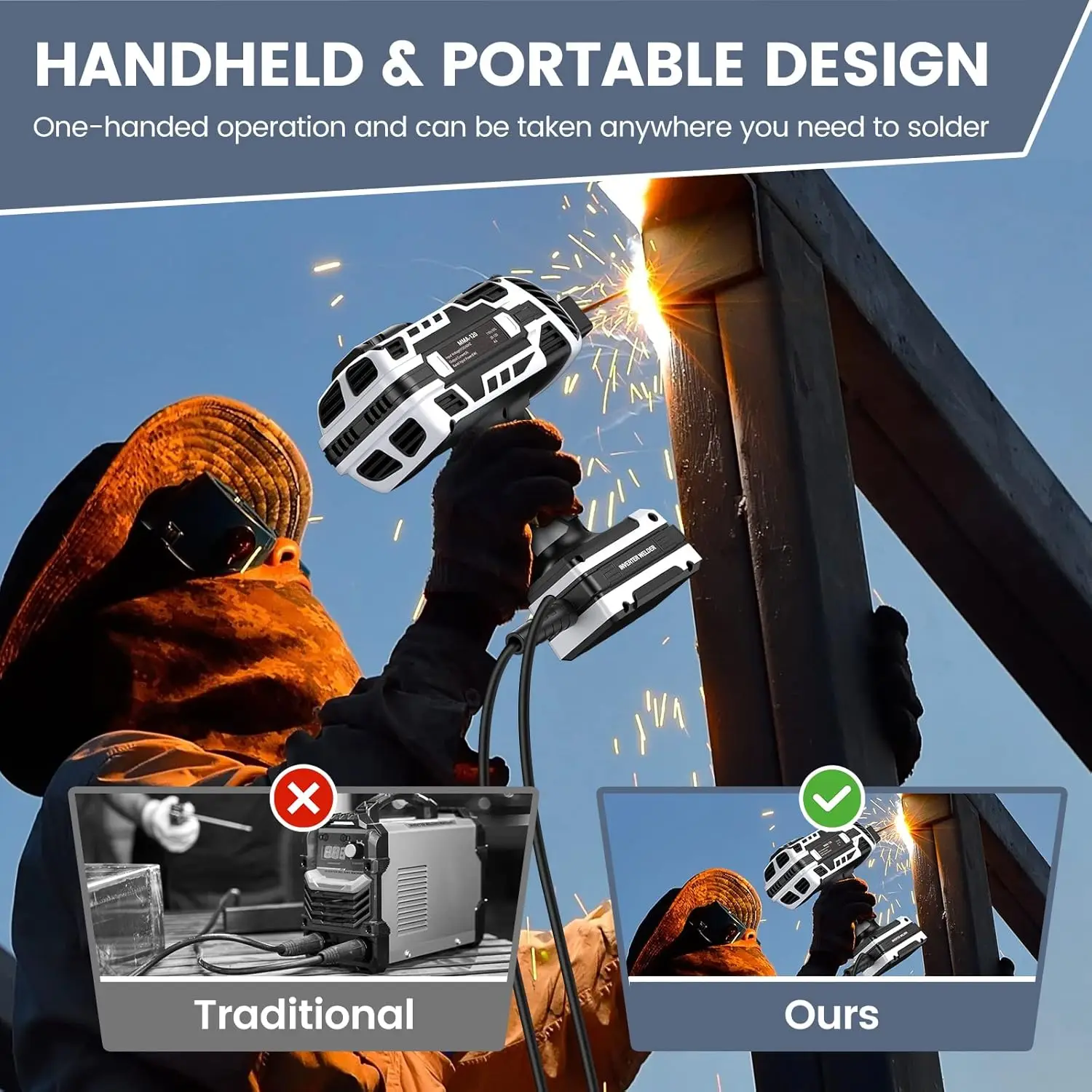 Portable Welding Machine110V Handheld Welder with IGBT Inverter 6 Variable Current Adjustment Portable ARC Welder Gun Fits