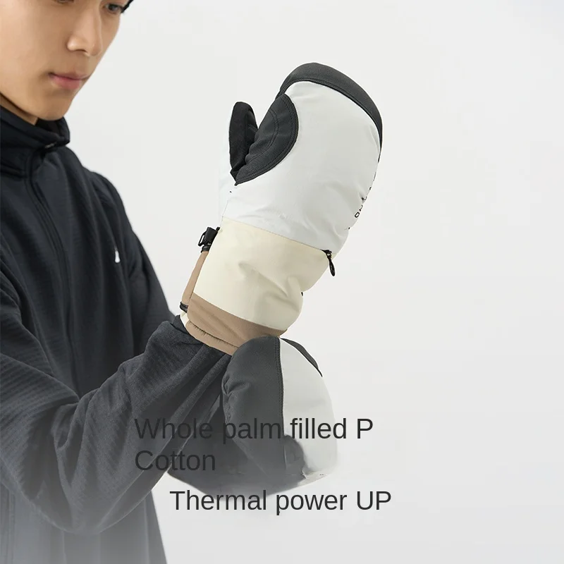 Nanend New Color-matching Ski Gloves for Women's Stuffy Men's Professional Waterproof and Warm Gold Standard P Cotton 3