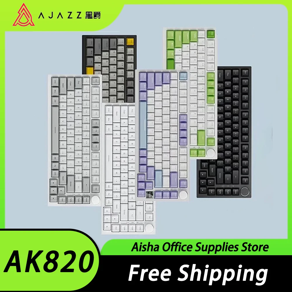 

AJAZZ AK820 Mechanical Keyboard TFT Screen Multifunctional Knob Tri Mode Wireless Gaming Keyboard Hot Swap Custom PC Gamer Gift