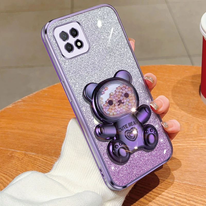 A 72 Quicksand Bear Glitzerhalter Handyhülle für Oppo A78 A58 A97 A93 A92 A96 A95 A91 A74 A72 A83 A94 4G 5G Standabdeckung_voghion.com