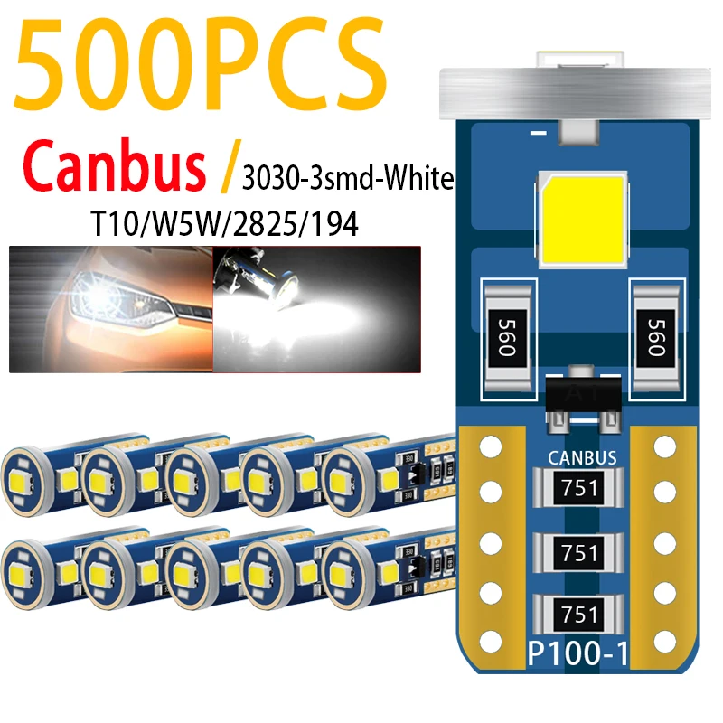 KATUR T10 168 175 194 2825 W5W Ampoules LED CanBus 3014 30SMD Lentille DC 12V Dôme De Carte Intérieure Avec Courtoisie, Feux De Position Latéraux De Plaque D'immatriculation, Blanc Xénon, 2,7 W
