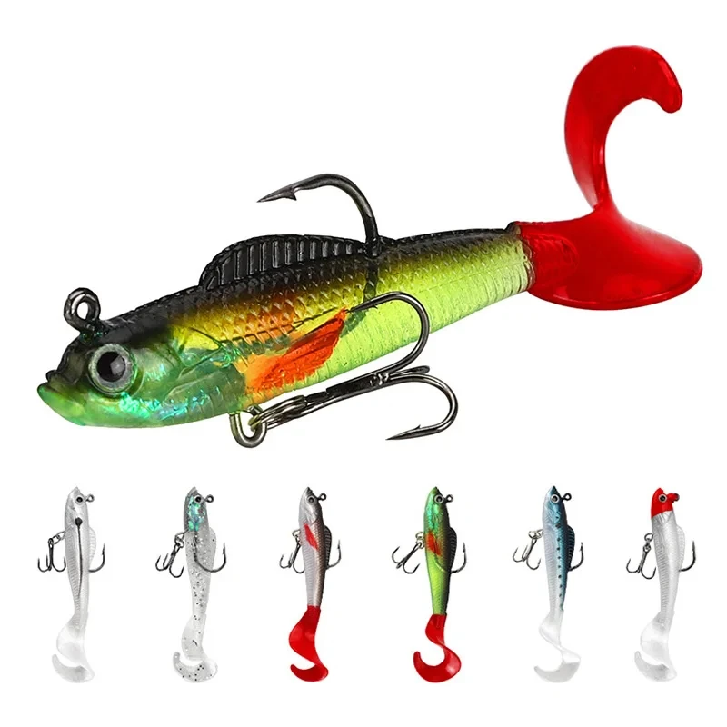 

1PCS Swim Tail Fishing Lures 90mm 9.5g Jig Wobblers Soft Baits Artificial Silicone Bait for Sea Bass Carp Spoon Fishing Tackle