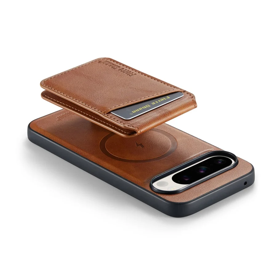 Magnetic Leather Wallet Phone Stand Case with Wireless Charging Compatibility