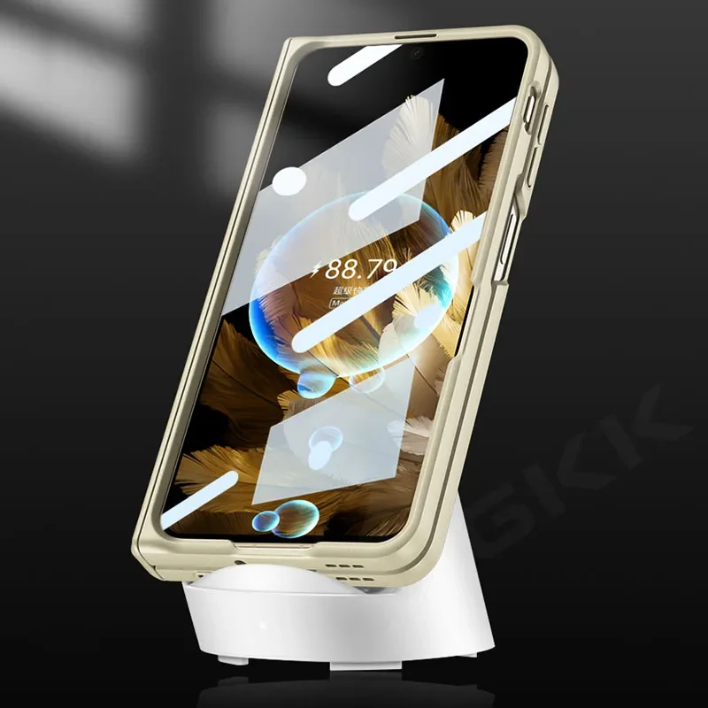 Magnetic Hinge PU Leather Case For Oneplus Open With Front Glass 360 All-include