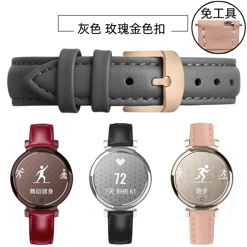 Elegant Genuine Leather Strap for Garmin Lily 2 Women's Smartwatch - 14mm Quick Release in Pink White