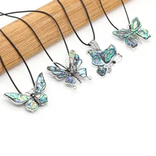

4PC Natural Shell Abalone Alloy Butterfly Pendant Necklace For Jewelry Making ExquisiteDIY Necklace Accessories Charm Gift Party
