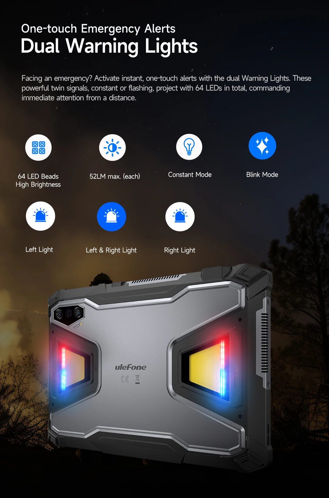 Ulefone Armor Pad 5 Ultra 5G Rugged Tablet Portable Projector 200LM 24200 mAh 120W Up to 12GB +512GB Android 15 11" FHD 64MP