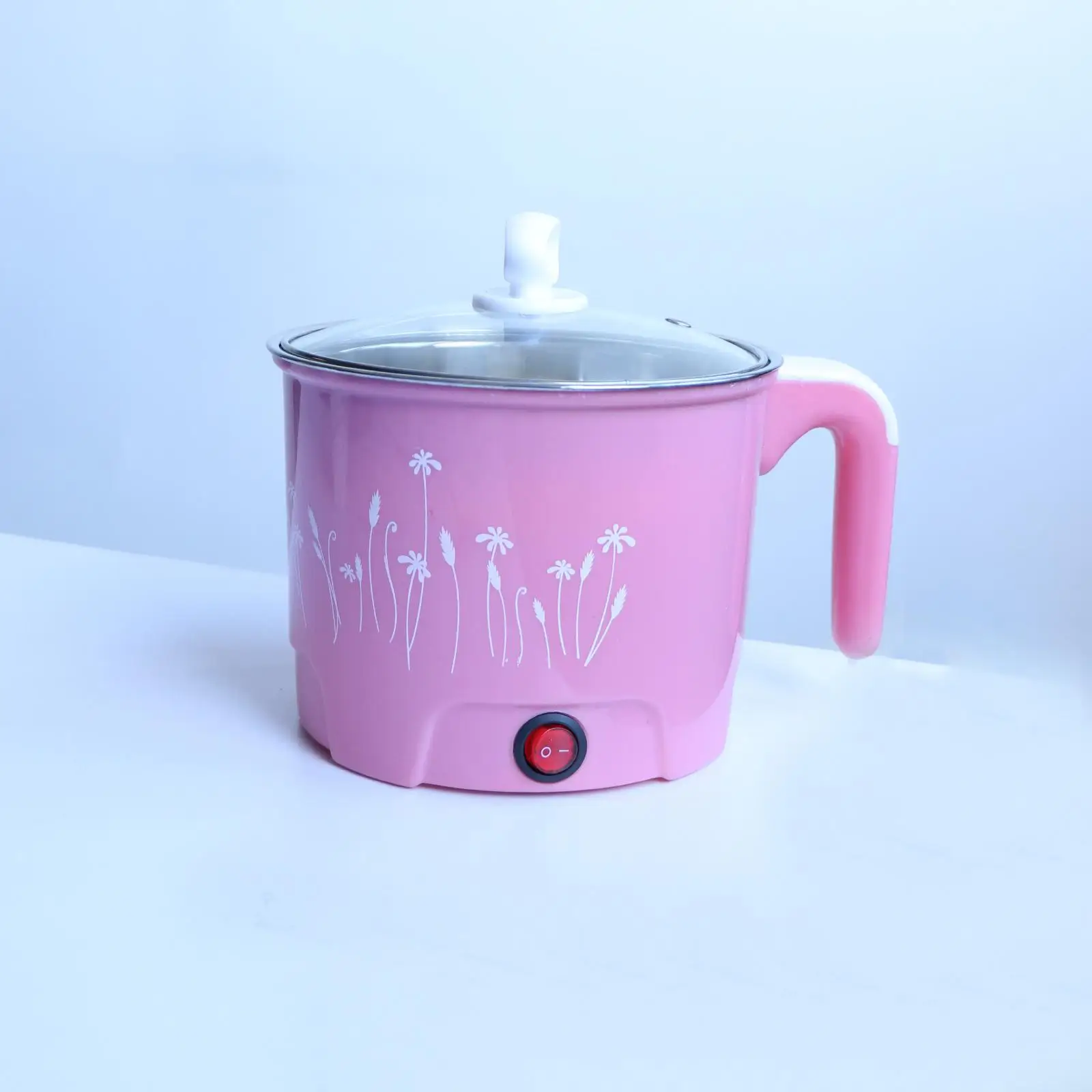 미니 전기 요리 냄비, 국수 쿠커, EU 플러그, 핑크 직경 18cm, 220V