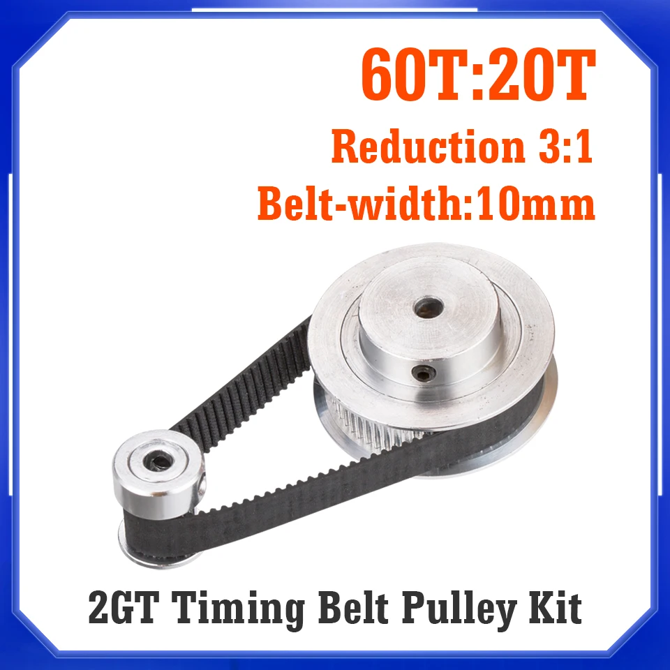 60teeth 20teeth GT2 Timing Belt Pulley bore 5mm/8mm Reduction 3:1/1:3 belt width 10mm for 3D printer accessories