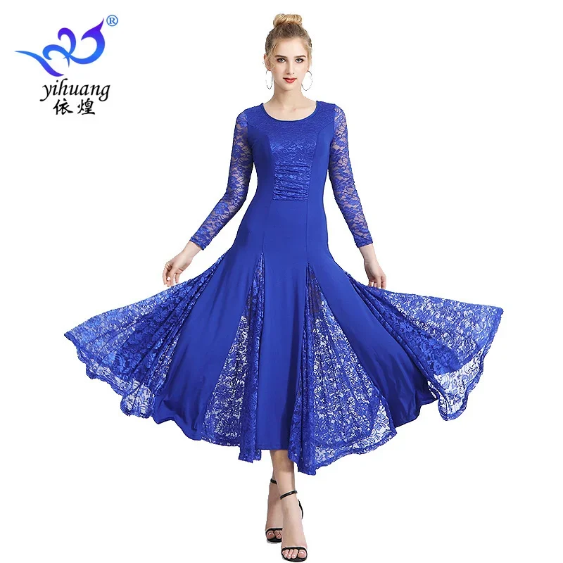 

Women Modern Dance Dress Waltz Ballroom Dance Tango National Standard Dance Clothes Long Sleeved Performance Suit