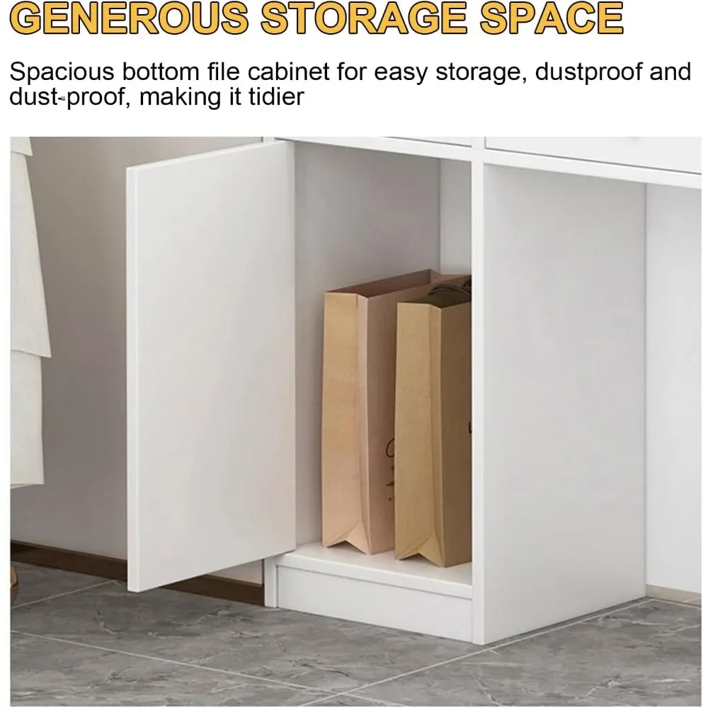 Receptionist Desk Retail Checkout,Reception Table with Private Panels,Modern Front Table Equipped Lockers & Storage Shelves