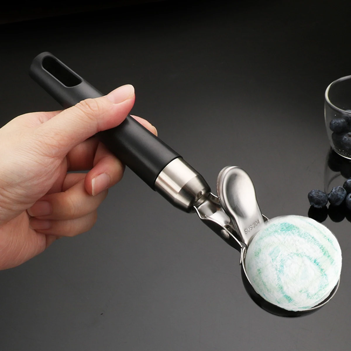 WORTHBUY 304 Stainless Steel Ice Cream Spoon Kitchen Dual-purpose Ice Cream Digger Multifunctional Watermelon Fruit Ball Scoop