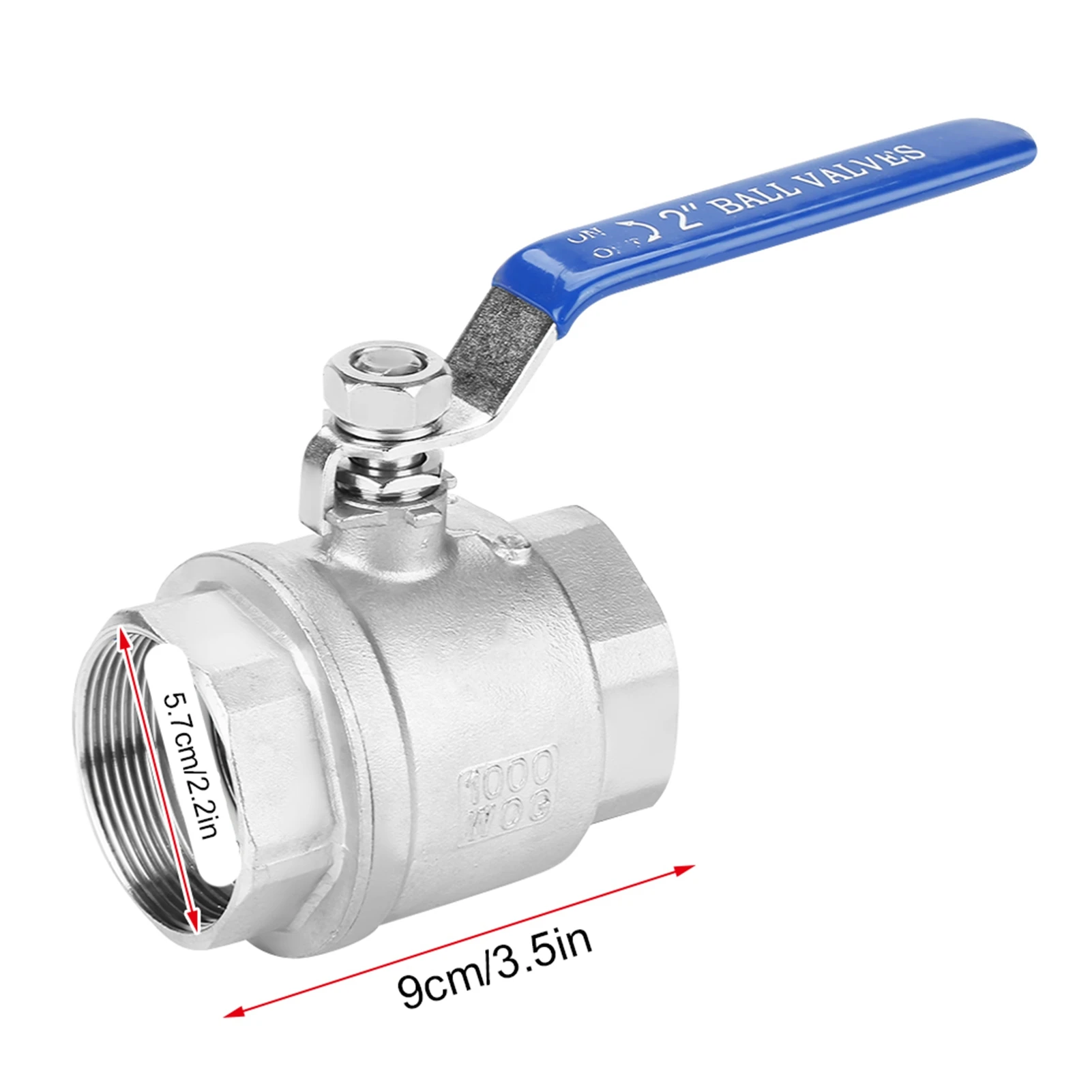 304 Stainless Steel Two Piece Full Port Female Thread Ball Valve 2" DN50 1000 WOG 2in Ball Valve Ball Valve Full Port Ball Valve