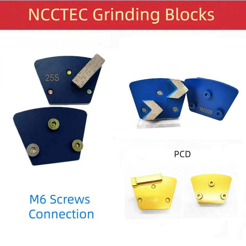 [3 M6 Viti Di Collegamento] 9Pcs Diamond Single Bar Segment Trap Concrete Grinding Polishing Block Shoes Per Smerigliatrice Lucidatrice Per Pavimenti