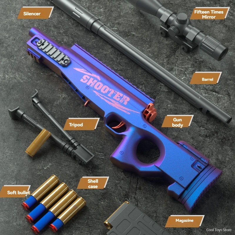 Gun for Kids AWM 98K Soft Bullet Shell Throwing Toy Gun Rifle Sniper Manual Toy Weapons Shooting Games Child Boys Birthday Gifts 3
