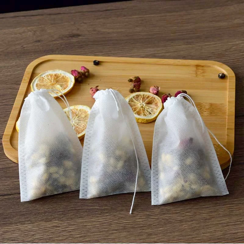 100 Pcs Disposable Tea Bags Filter Bags for Tea Infuser with String Heal Seal Food Grade Non-woven Fabric Spice Filters Teabags disposable tea filter bags disposable tea bags