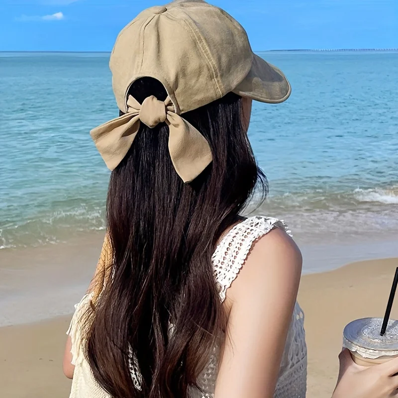 Women Sun Visor Hat Bow Adjustable Large Wide Brim Foldable Hats Summer UV Protection Beach , Suitable for Students, Women, Girl