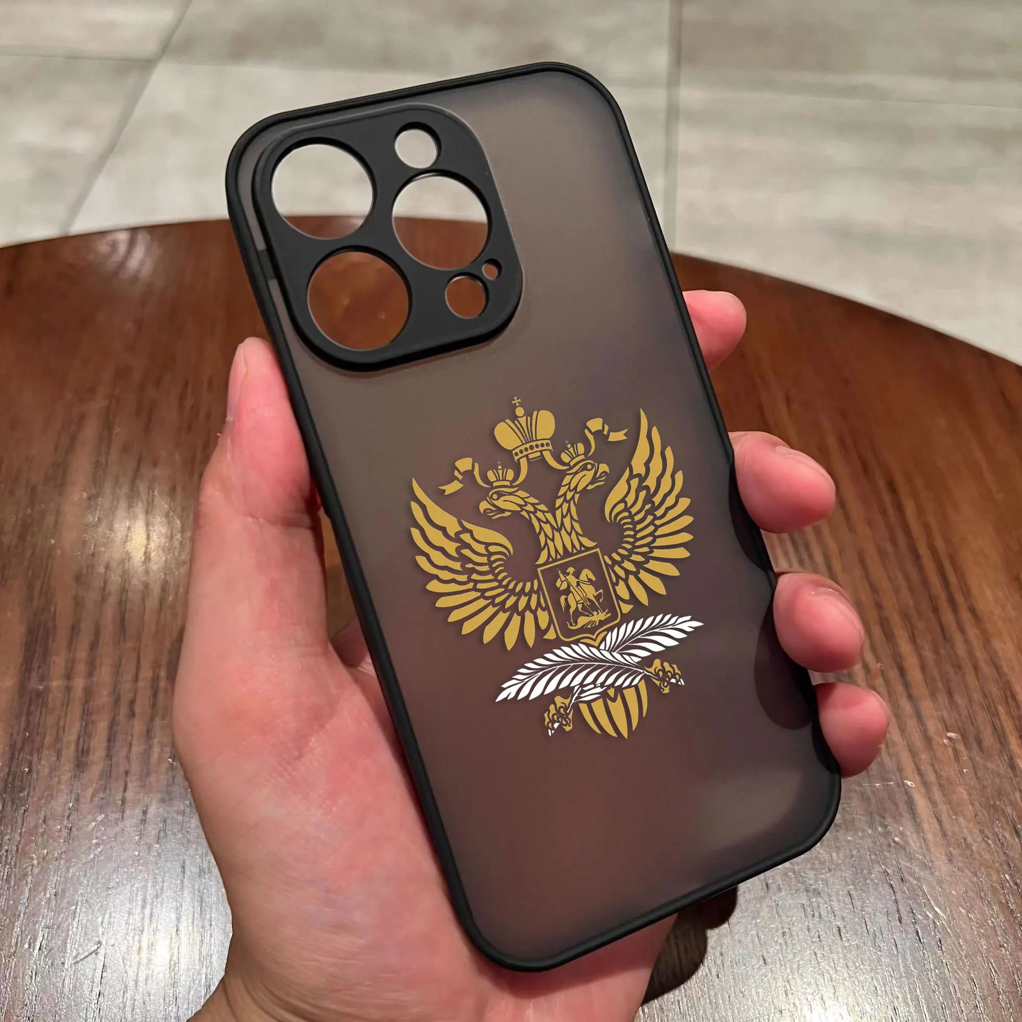 thumbnail image 1 of Funda de teléfono mate con emblema de banderas rusas de pájaros de dos cabezas para iPhone Apple 14, 13, 11, 12 MINI Pro, XS Max, XR, X, 7, 8, SE, 2022, 6, 6S, 1 of 5