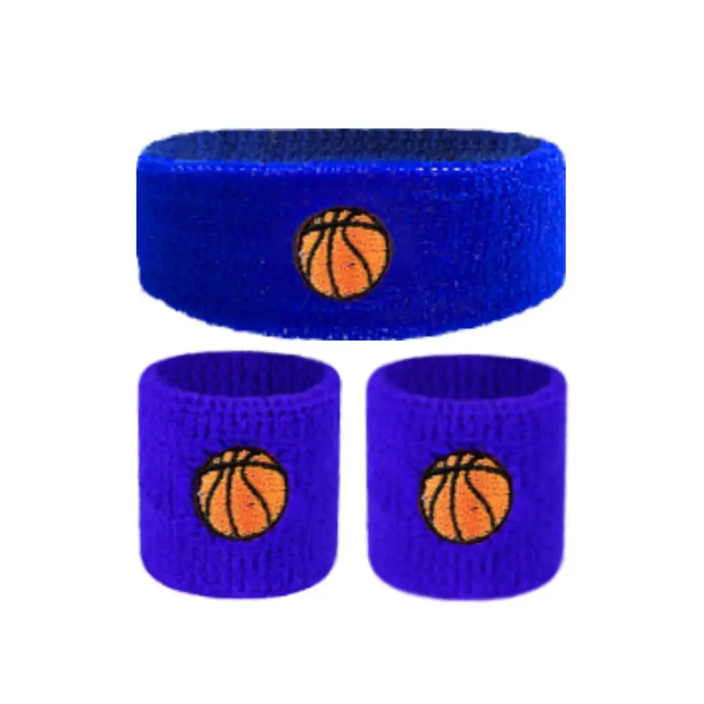 

3PCs/Set Breathable Sports Sweatband Cartoon Ball Pattern Children Wrist Protector Stretch Elastic Cotton Wristbands