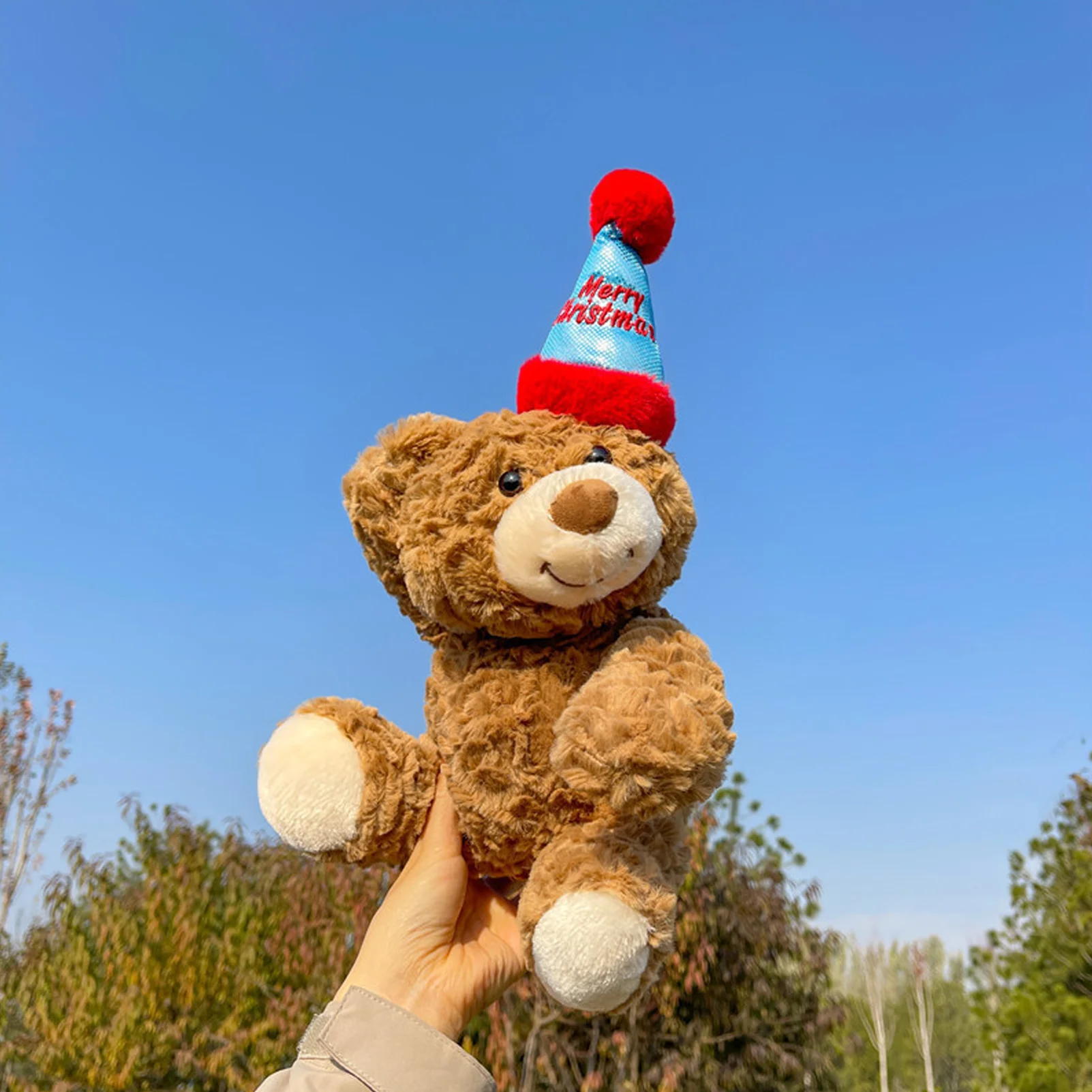 Cute Soft Fluffy Birthday Hat Teddy Bear Stuffed Toy for Girlfriend