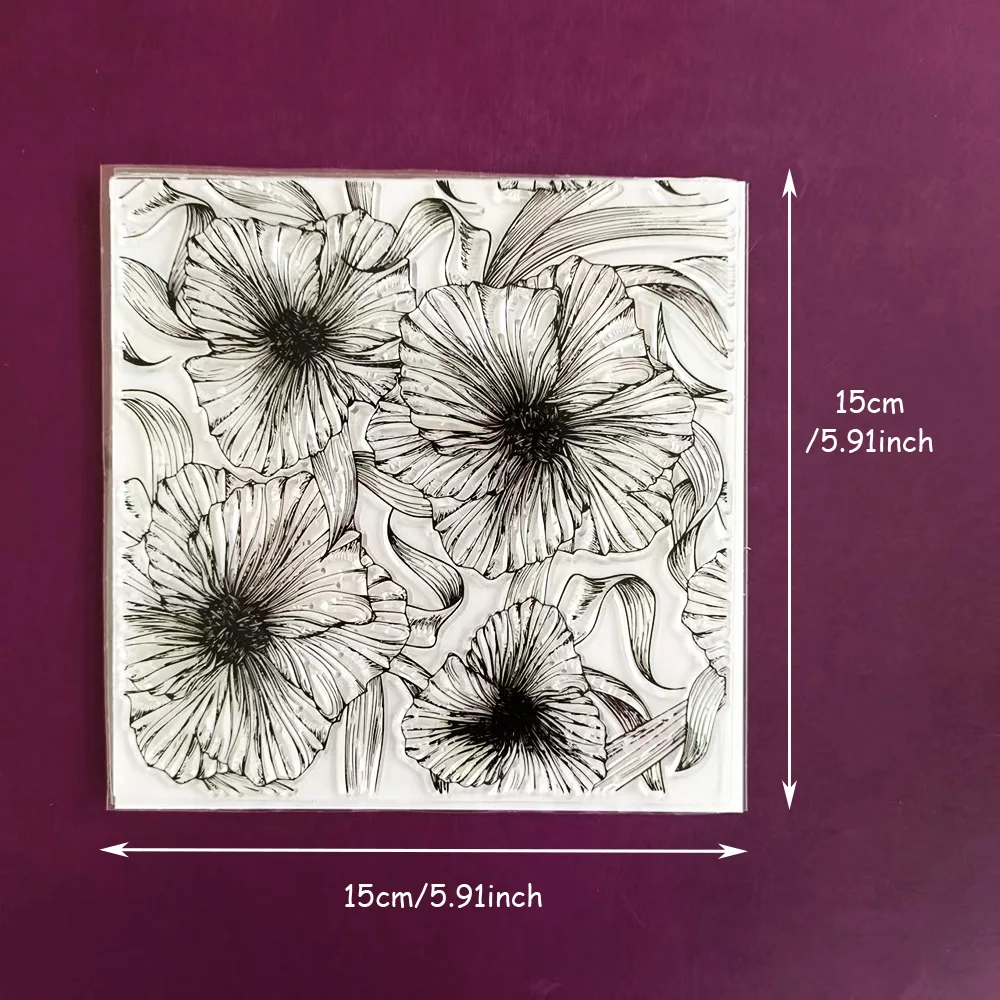 Sunflower Wave Abstract Pattern Transparent Stamps for Creative Crafts and Journals