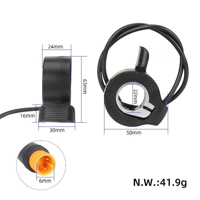 Electric bike throttle 3 pin waterproof connector 130X thumb for Bafang BBSHD 36V 48V