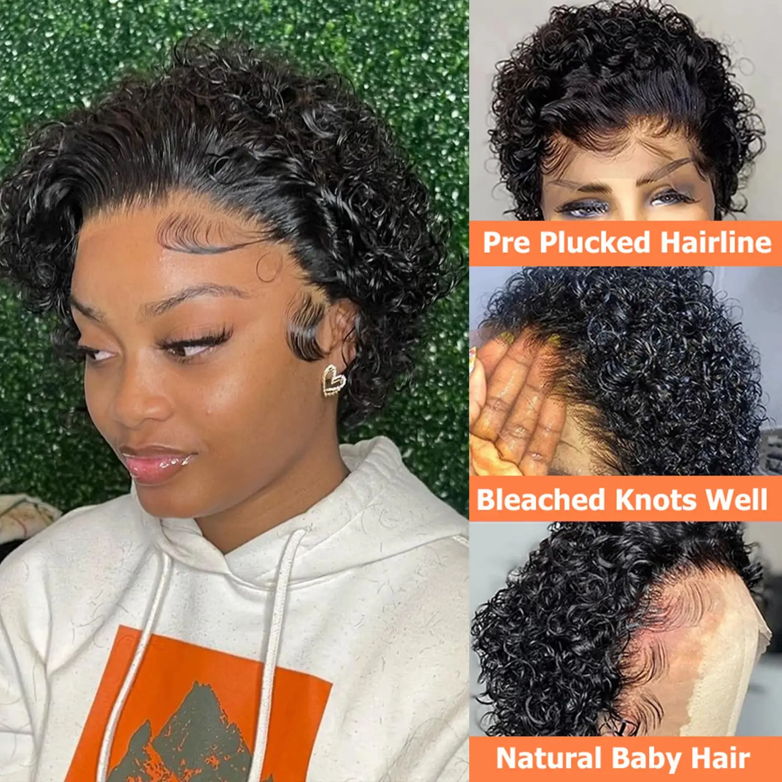 S515fd51de86745d7a5f862ee8d1ca143X Pixie Cut Wig Lace Wigs Deep Wave 13x4 Lace Frontal Wig Transparent Curly Short Bob Wig 13x1 Lace Wig Prepluck Remy Human Hair Mallzona