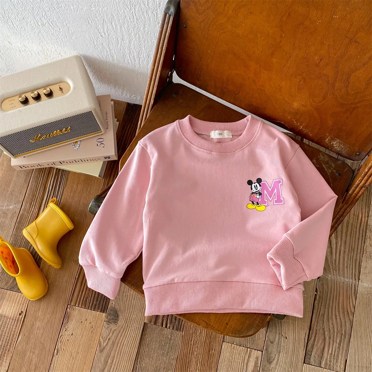 Disney Mickey Mouse Cartoon Print Kids Hoodies, children sweatshirt