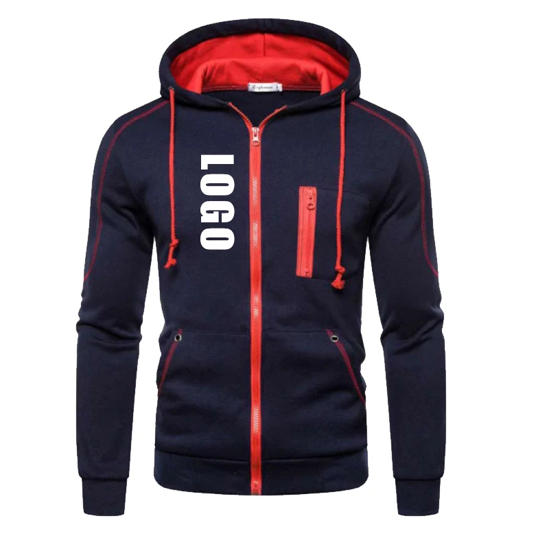 Custom Logo Men's Hoode Coat Spring Autumn Brand Pocket Fashion Casual Cardigan Personality Design Male Zipper Jackets M-3XL