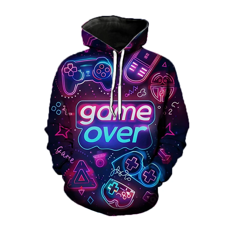 Neon Graphic 3D Print Hoodie Sweatshirt Oversized