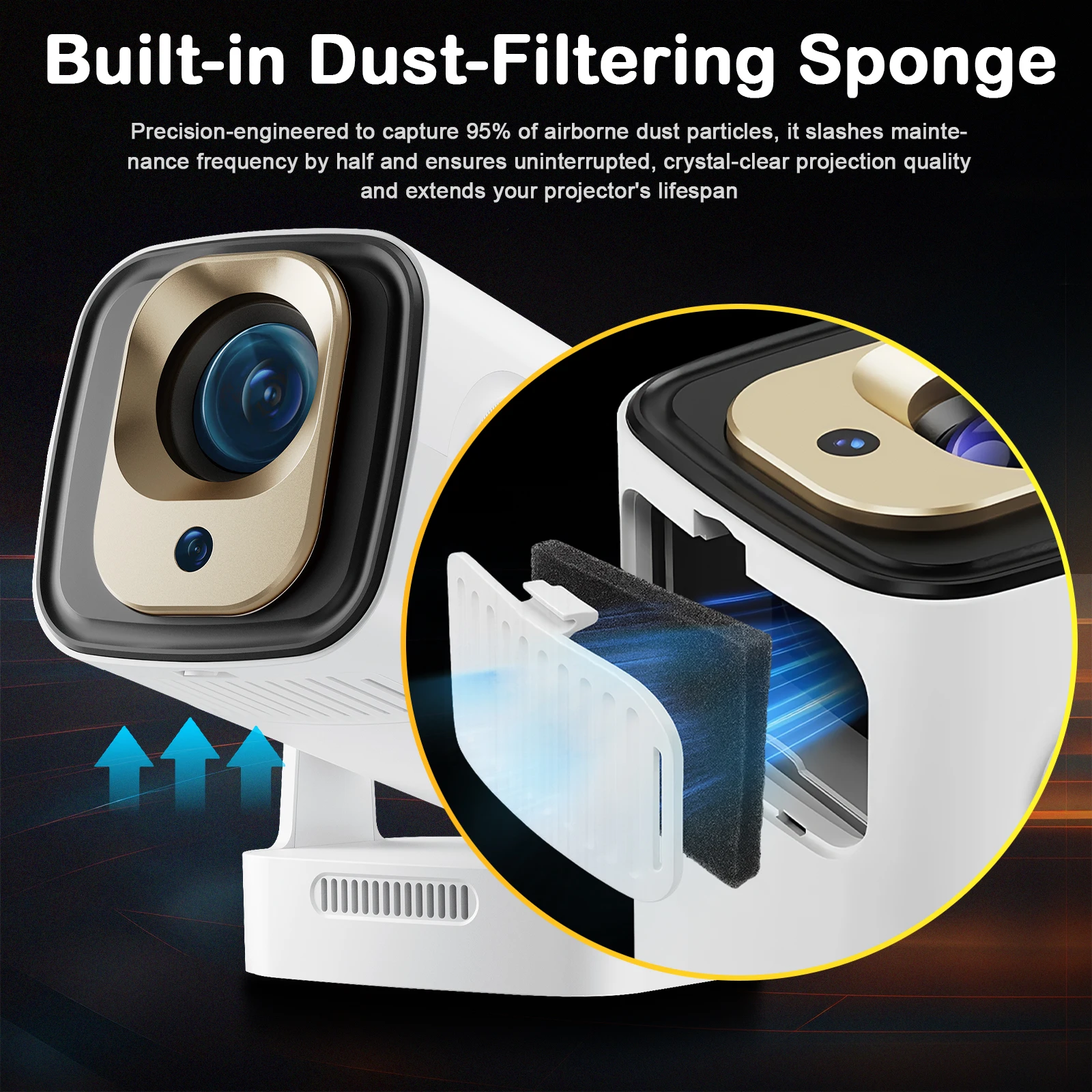 HY260 PRO 4K Native 1080P Projector Android 11 330ANSI Dual Wifi BT5.4 Google Vo