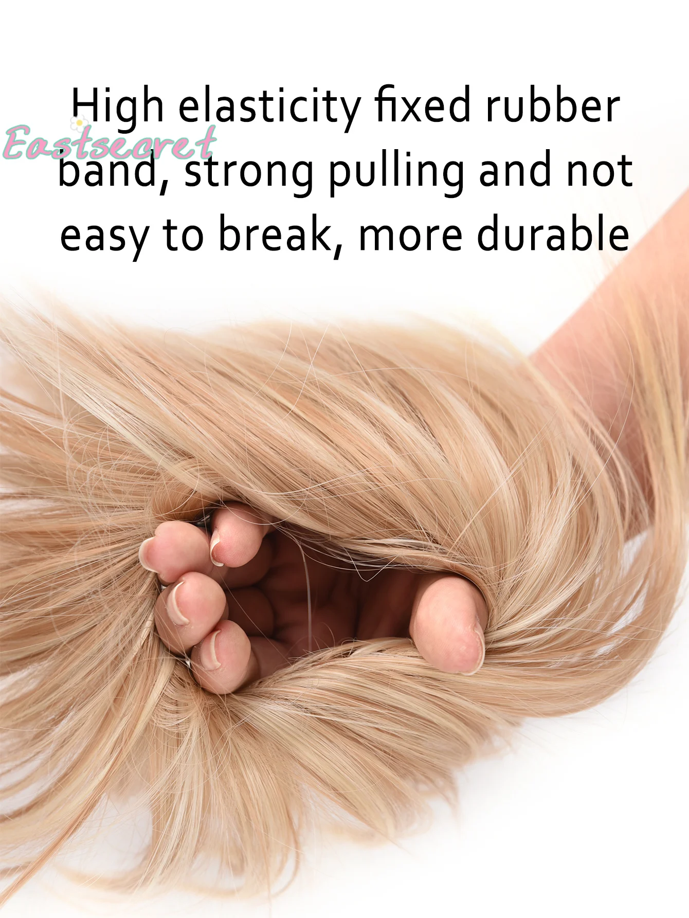 EAST 합성 가짜 머리 엉킨 머리 Chignon 탄성 유연한 밴드 Scrunchy Scrunchie Curly Hairpiece 합성 확장
