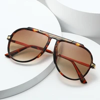 Lunettes de soleil ovales rétro de luxe pour femmes, monture large, verres rouge champagne, style pilote carré, protection UV400, lunettes de soleil surdimensionnées pour hommes 3